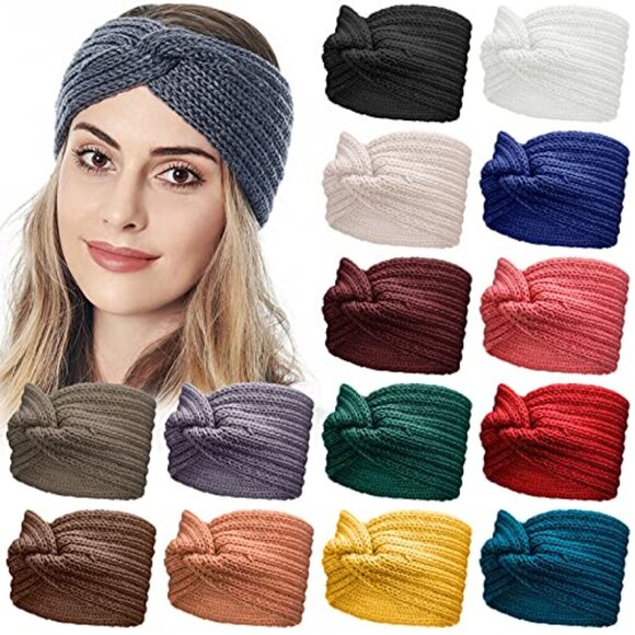 15 Pcs Women Warm Winter Headband Knit Hair Wrap Soft Ear Warmers Crochet Head W